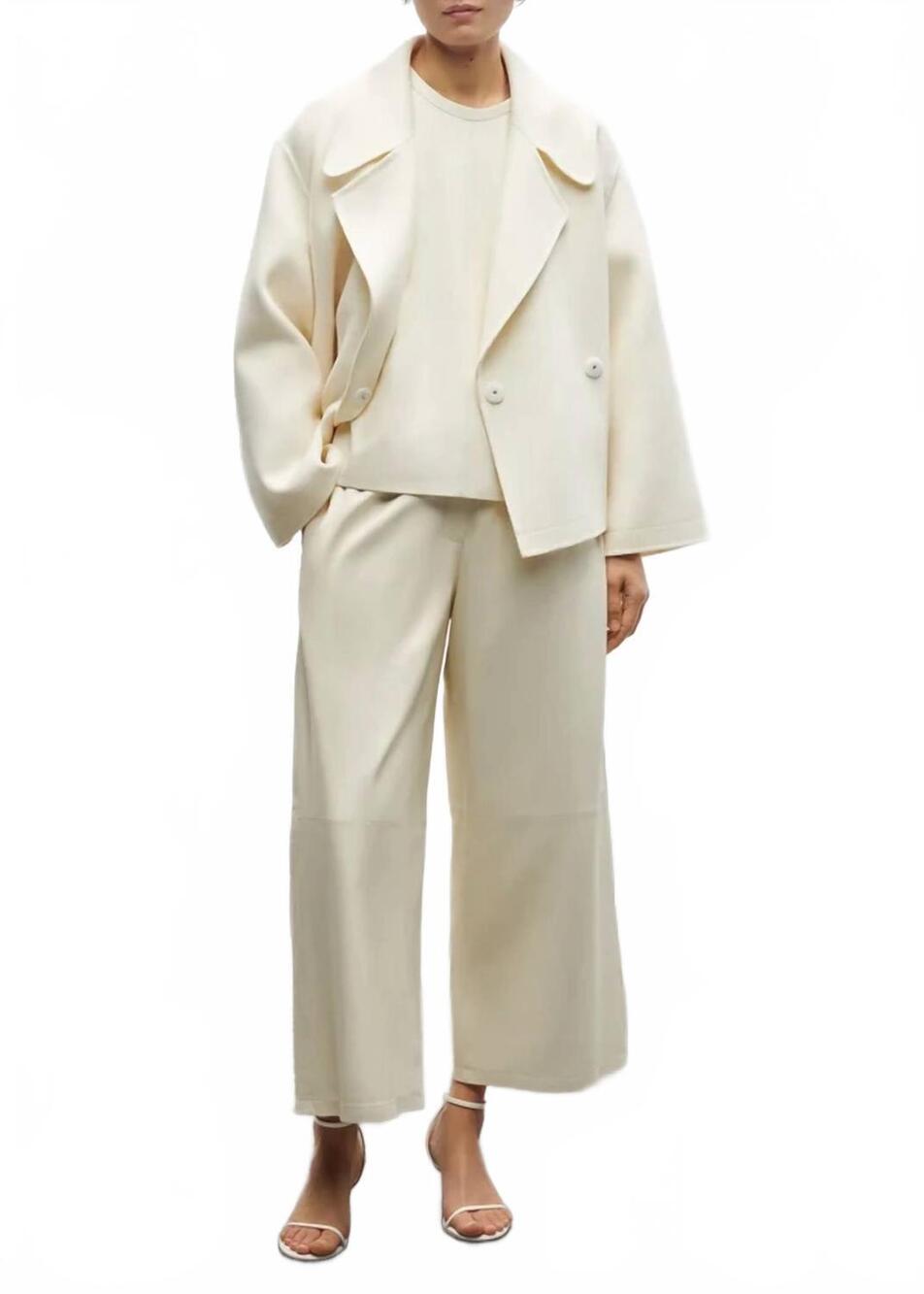 NEW ARMA elizabeth lamb leather crop pant in ecru